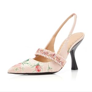 BNIB Brock Collection 100mm Jacquard Slingback Pumps Size 39.5